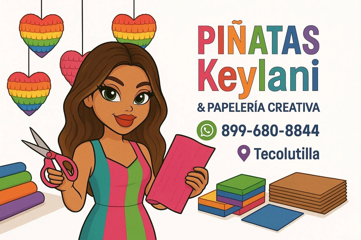 Piñatas Keylani y papelería creativa, Tecolutilla, WhatsApp 899 680 8844